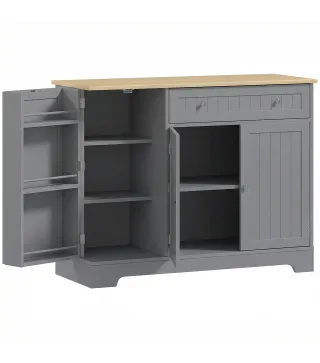 Aparador de Cocina Armario de Cocina con 3 Estantes de Puerta Cajón Estantes Ajustables para Comedor 105x40x83 cm Gris