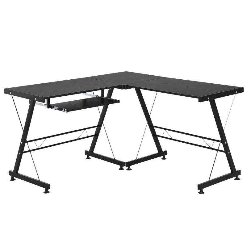 Mesa de Ordenador PC Escritorio para Oficina Hogar 2 Tipos Mesa Esquinera Forma L 130x130x73,5 cm Escritorio Recta Marco Acero