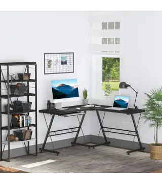 Mesa de Ordenador PC Escritorio para Oficina Hogar 2 Tipos Mesa Esquinera Forma L 130x130x73,5 cm Escritorio Recta Marco Acero