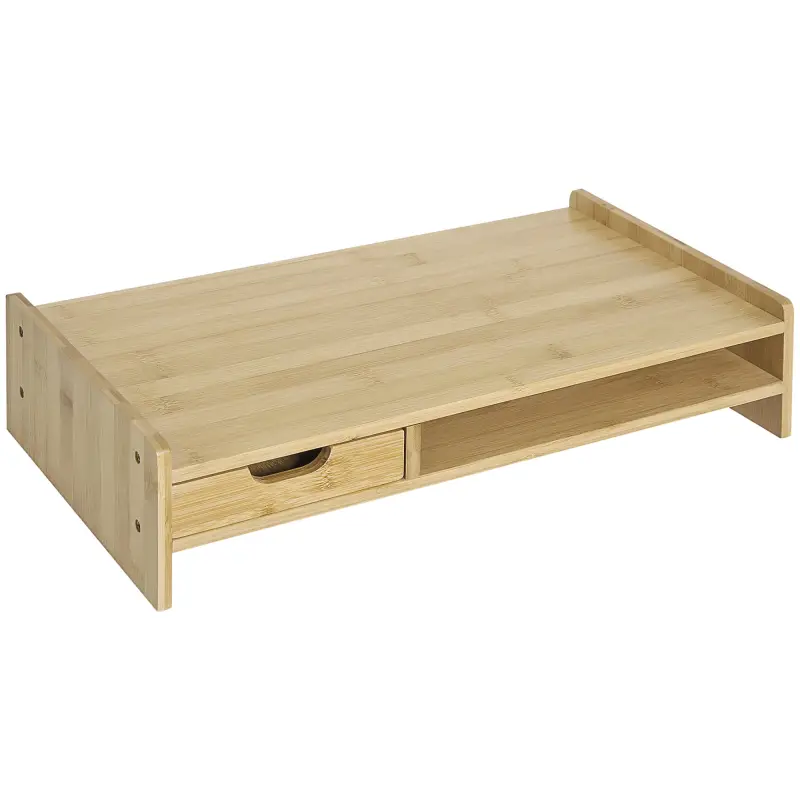 Soporte para Monitor de Bambú Organizador de Escritorio para Ordenador Portátil 49x25,5x11,5 cm Natural