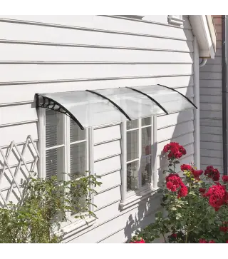 Marquesinas para Puertas y Ventanas 90x295x23,5 cm Tejadillo de Protección contra Sol y Lluvia Diseño Moderno Aleación de Alumin