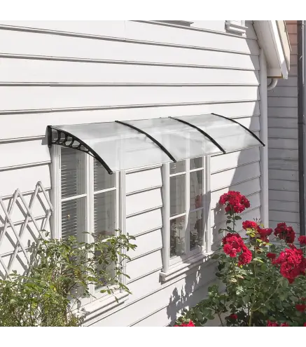 Marquesinas para Puertas y Ventanas 90x295x23,5 cm Tejadillo de Protección contra Sol y Lluvia Diseño Moderno Aleación de Alumin