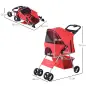 Carrito para Perros con Toldo Ajustable Cesta de Almacenaje y Ruedas con Freno Tela Oxford 77x45x99,5 cm Rojo