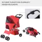 Carrito para Perros con Toldo Ajustable Cesta de Almacenaje y Ruedas con Freno Tela Oxford 77x45x99,5 cm Rojo