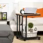 Mesa Lateral en Forma de C Mesa Auxiliar con Ruedas para Sofá Salón Dormitorio Estilo Industrial Retro Mesa Café Ordenad