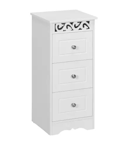 Armario de Almacenamiento Cajonera Blanca Cómoda con 3 Cajones para Cocina Comedor Salón Dormitorio 29,8x29,8x68,5 cm