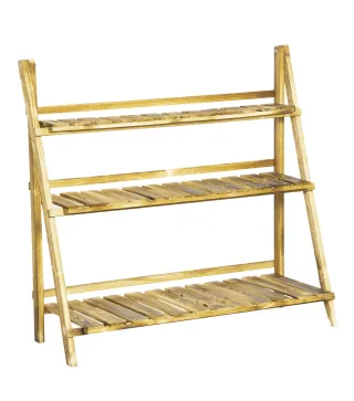 Soporte para Plantas de Madera de 3 Niveles para Interior y Exterior Terraza Jardín 100x37x93 cm Carbonizado