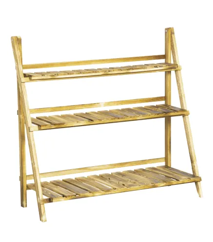 Soporte para Plantas de Madera de 3 Niveles para Interior y Exterior Terraza Jardín 100x37x93 cm Carbonizado