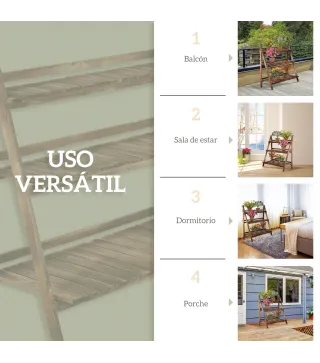Soporte para Plantas de Madera de 3 Niveles para Interior y Exterior Terraza Jardín 100x37x93 cm Carbonizado