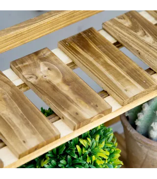 Soporte para Plantas de Madera de 3 Niveles para Interior y Exterior Terraza Jardín 100x37x93 cm Carbonizado