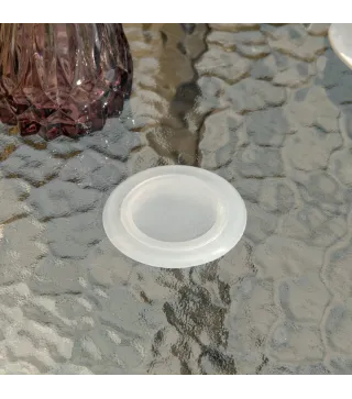 Mesa de Exterior Ø80x72 cm con Agujero para Sombrilla y Encimera de Vidrio Templado para Patio Terraza Negro