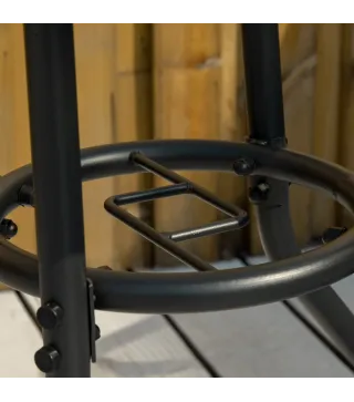 Mesa de Exterior Ø80x72 cm con Agujero para Sombrilla y Encimera de Vidrio Templado para Patio Terraza Negro