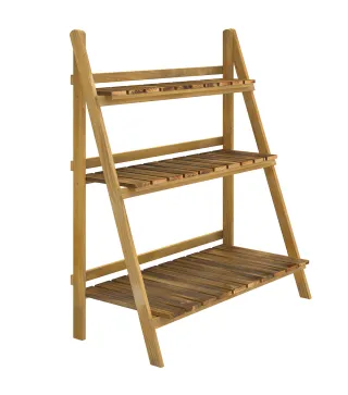 Soporte para Plantas de Madera de 3 Niveles Estantería para Plantas Plegable Soporte para Macetas 80x37x93 cm Natural
