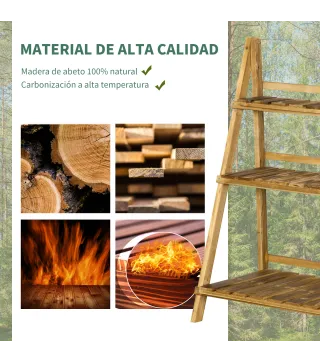 Soporte para Plantas de Madera de 3 Niveles Estantería para Plantas Plegable Soporte para Macetas 80x37x93 cm Natural