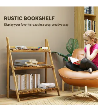 Soporte para Plantas de Madera de 3 Niveles Estantería para Plantas Plegable Soporte para Macetas 80x37x93 cm Natural