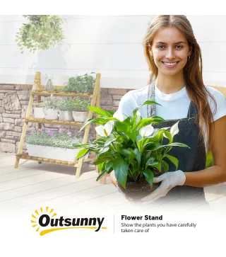 Soporte para Plantas de Madera de 3 Niveles Estantería para Plantas Plegable Soporte para Macetas 80x37x93 cm Natural