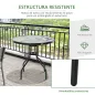 Mesa de Jardín Redonda Mesa Comedor de Cristal Templado con Agujero para Sombrilla y Estructura Metálica para Patio Terraza Balc