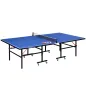 Mesa de Ping Pong Plegable con Ruedas para Interior y Exterior con Red Palas y Pelota 274x152,5x76 cm Azul