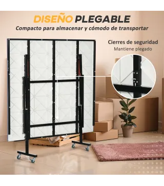 Mesa de Ping Pong Plegable con Ruedas para Interior y Exterior con Red Palas y Pelota 274x152,5x76 cm Azul