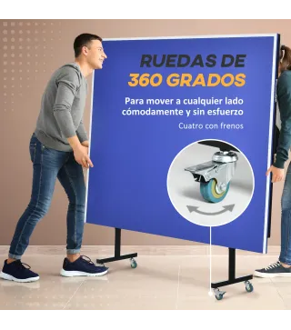 Mesa de Ping Pong Plegable con Ruedas para Interior y Exterior con Red Palas y Pelota 274x152,5x76 cm Azul