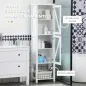 Columna de Baño Estantería para Baño con 2 Puertas Estantes Ajustables Armario Alto tipo Vitrina 45x30x170 cm Blanco