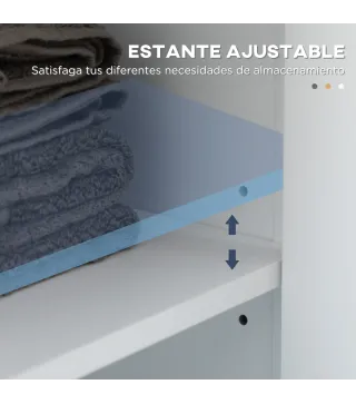 Columna de Baño Estantería para Baño con 2 Puertas Estantes Ajustables Armario Alto tipo Vitrina 45x30x170 cm Blanco