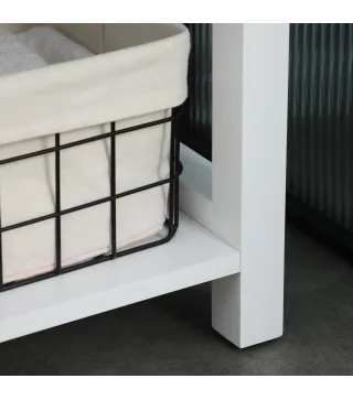 Columna de Baño Estantería para Baño con 2 Puertas Estantes Ajustables Armario Alto tipo Vitrina 45x30x170 cm Blanco