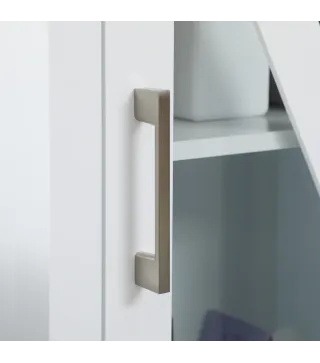 Columna de Baño Estantería para Baño con 2 Puertas Estantes Ajustables Armario Alto tipo Vitrina 45x30x170 cm Blanco