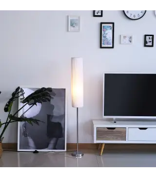 Lámpara de Pie Moderna para Dormitorio Estudio Salón (2 E27 Bombilla) Interruptor de y Bajo Consumo con Base de Acero Inoxidable