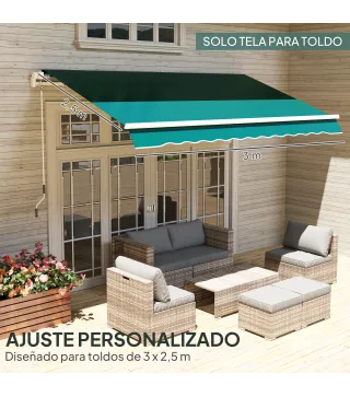 Techo de Repuesto para Toldo 282x250 cm con Protección UV 50+ Impermeable para Patio Terraza Jardín Verde