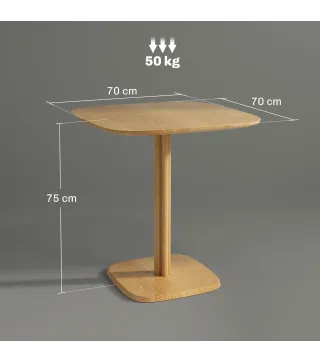 Mesa de Comedor de Madera Mesa de Cocina Cuadrada para 4 Personas para Espacios Pequeños 70x70x75 cm Madera Natural