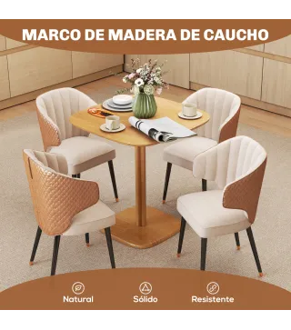 Mesa de Comedor de Madera Mesa de Cocina Cuadrada para 4 Personas para Espacios Pequeños 70x70x75 cm Madera Natural