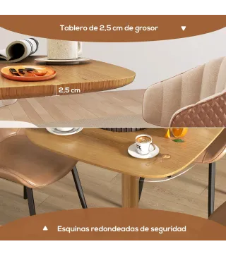 Mesa de Comedor de Madera Mesa de Cocina Cuadrada para 4 Personas para Espacios Pequeños 70x70x75 cm Madera Natural