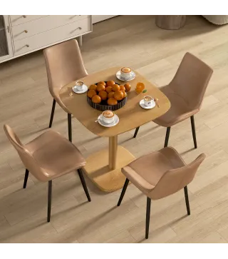 Mesa de Comedor de Madera Mesa de Cocina Cuadrada para 4 Personas para Espacios Pequeños 70x70x75 cm Madera Natural