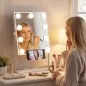 Hollywood Espejo de Maquillaje con Luz 9 Bombillas LED 3 Colores Interruptor Táctil Soporte para Teléfono Blanco