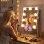 Hollywood Espejo de Maquillaje con Luz 9 Bombillas LED 3 Colores Interruptor Táctil Soporte para Teléfono Blanco