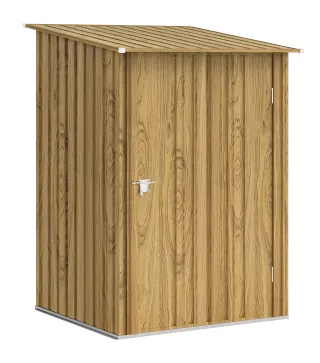 Caseta de Jardín Metálica 0,92 m² 100x103x160 cm con 1 Puerta y Cerradura para Almacenamiento Herramientas Marrón Claro