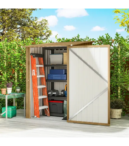 Caseta de Jardín Metálica 0,92 m² 100x103x160 cm con 1 Puerta y Cerradura para Almacenamiento Herramientas Marrón Claro