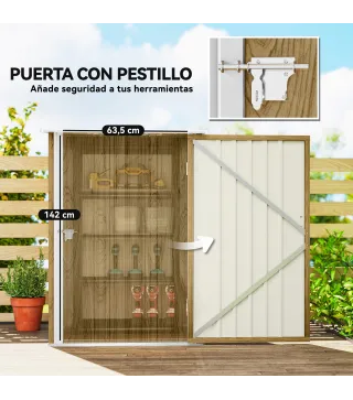 Caseta de Jardín Metálica 0,92 m² 100x103x160 cm con 1 Puerta y Cerradura para Almacenamiento Herramientas Marrón Claro