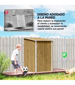 Caseta de Jardín Metálica 0,92 m² 100x103x160 cm con 1 Puerta y Cerradura para Almacenamiento Herramientas Marrón Claro