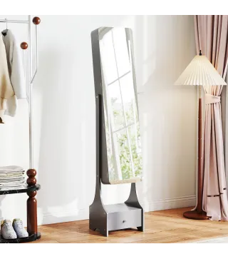 Espejo Joyero con Luces LED Armario Joyero con Espejo Entero de Ángulo Ajustable Cajón Luces Apagado Automático Gris