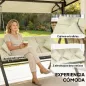 Balancín de Jardín Exterior Columpio de 3 Plazas con Toldo Ajustable y Marco de Acero 202x115x168 cm Beige