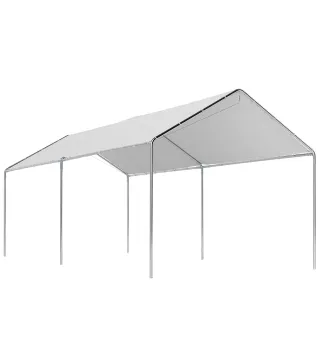 Carpa Garaje para Coche 3x6 m Cochera Portátil Impermeable con Toldo de Tela PE y Marco de Acero Galvanizado Blanco