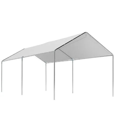 Carpa Garaje para Coche 3x6 m Cochera Portátil Impermeable con Toldo de Tela PE y Marco de Acero Galvanizado Blanco