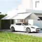 Carpa Garaje para Coche 3x6 m Cochera Portátil Impermeable con Toldo de Tela PE y Marco de Acero Galvanizado Blanco