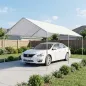 Carpa Garaje para Coche 3x6 m Cochera Portátil Impermeable con Toldo de Tela PE y Marco de Acero Galvanizado Blanco