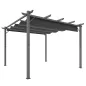 Pérgola de Jardín 3x3 m con Techo Retráctil Protección UPF30+ Drenaje Marco de Aluminio para Patio Exterior Gris Oscuro