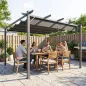 Pérgola de Jardín 3x3 m con Techo Retráctil Protección UPF30+ Drenaje Marco de Aluminio para Patio Exterior Gris Oscuro