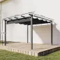Pérgola de Jardín 3x3 m con Techo Retráctil Protección UPF30+ Drenaje Marco de Aluminio para Patio Exterior Gris Oscuro