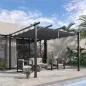 Pérgola de Jardín 3x3 m con Techo Retráctil Protección UPF30+ Drenaje Marco de Aluminio para Patio Exterior Gris Oscuro